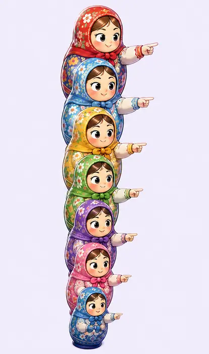 Nestlyra dolls following the pointer